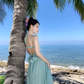 Travel wear fairy air backless dress seaside vacation dopamine green fairy long skirt R1594