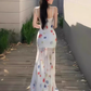 Dopamine waist skirt outfit waist long skirt fishtail skirt beautiful color suspender dress R1616