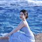 Tea break French temperament floral suspender dress high-end holiday style long dress R1636