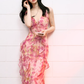 French asymmetric ruffled floral dress for women summer design niche long dress R3325