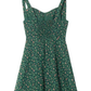 2025 Summer New Retro Platycodon Floral Green Holiday Short Suspender Dress R0906