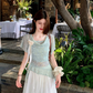 Fairy fake two-piece irregular halter neck short-sleeved T-shirt complete skirt suit R1757
