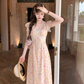 Lace V-neck floral suspender dress for women summer French retro temperament skirt R4782