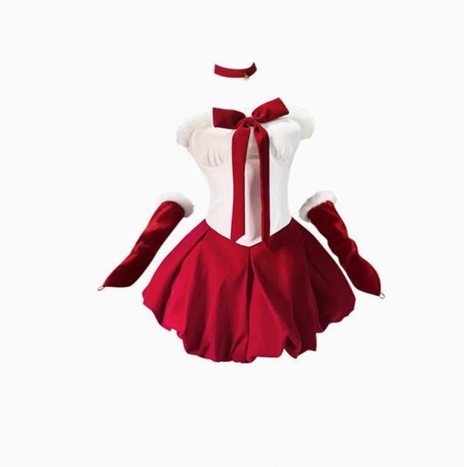 Christmas battle robe sexy tube top dress hot girl pure desire velvet red bud skirt R1319