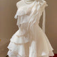 Pink irregular neckline layered gauze skirt homecoming dress R2539