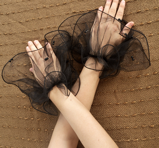 Bridal mesh pearl sleeves, beaded fashionable sleeves, wedding dress, matching thin gauze sleeves     S6252