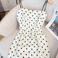 French polka dot suspender dress for women summer new waist slimming short hip skirt R3954