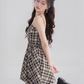 Temperament dress summer new French style waist slimming niche suspender skirt R4504