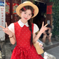 Red doll collar polka dot short-sleeved dress women's summer temperament skirt R4620