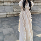 Beautiful little skirt exquisite dress ruffled V-neck waist long skirt R0703