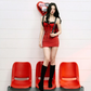 Red suspenders waist slim hip sexy short skirt homecoming dress R3268