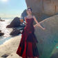 Fairy mermaid dress ruffled high-grade temperament red dress R1716