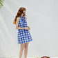 Plaid dress halter neck suspender skirt short skirt vacation wear skirt women summer R3455