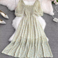 2025 new first love skirt square neck floral chiffon skirt tea break forest platycodon skirt a-line dress R0339