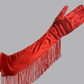 Tassel long satin gloves Latin dance performance gloves satin tassel bridal gloves     S6262