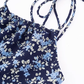 French retro floral suspender dress 2025 new holiday navy blue long dress R2591