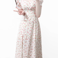 2025 summer new French pink floral girl age-reducing waist long dress R0921