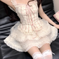 Sweet design small flying sleeve floral top 2025 pure desire style lace cake skirt suit R1386