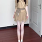 Retro gentle temperament good-looking V-neck long-sleeved shirt A-line skirt two-piece suit R0856