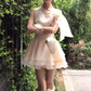Gentle temperament lace off-shoulder dress beautiful waist small dress tutu skirt R0793