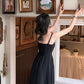 Black suspender bow dress for women      S5470