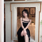 Black suspender bow dress for women      S5470