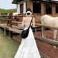 Fairy white Dingdal skirt waist skirt lace splicing slit suspender dress R1755