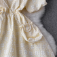 French retro temperament puff sleeve square neck waist slim dress petite short puffy princess dress R0354