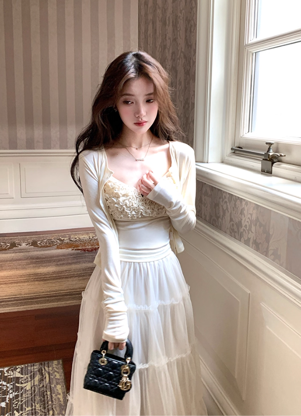 Short small camisole women's A-line skirt summer two-piece suit R4830