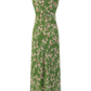 2025 Summer New Green Floral Seaside Vacation Mid-Length Suspender Dress R0941