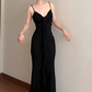 Large size French pure desire style suspender dress holiday sexy figure hip long skirt R1843