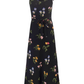 2025 summer new black floral waist slimming small flying sleeves holiday dress R0953