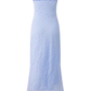 2025 Summer New Blue Mermaid Princess French Flying Sleeve Plaid Long Dress R0957