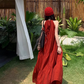 Travel wear red long skirt loose slim print skirt island vacation halter dress R1762