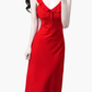 2025 Summer New Red Sexy Dress V-neck Date High-end Holiday Dress R0936