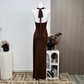 2025 Summer versatile design halter neck backless sexy pleated side slit knitted dress R0279