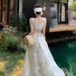 Fairy waist skirt travel photo shoot long skirt exposed waist suspender dress R1763