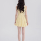 Summer pleated sleeveless dress new yellow lace sweet short skirt niche design waist skirt female R4141