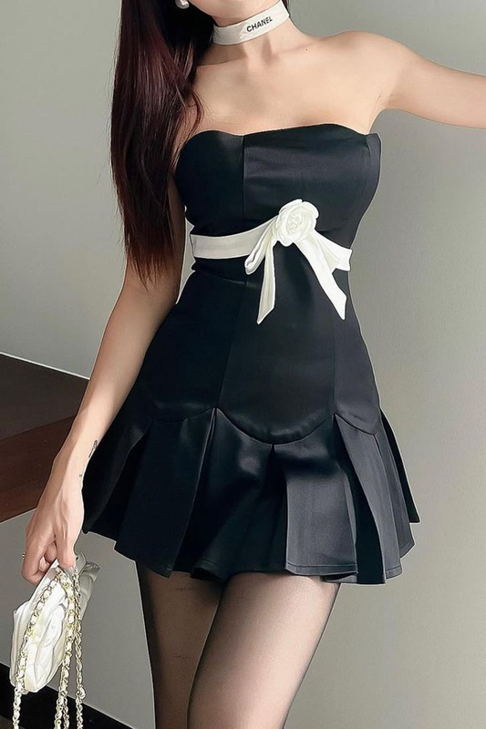 Minimalist Silky Women's Homecoming Dress Black Corset Short Prom Gown Party Dress RS3182