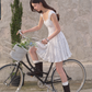 Tencel romantic slim floral dress women's summer French style sweet waist short skirt R3331