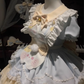 Blue and yellow cute sweet lolita fashionable short-sleeved OP dress fluffy runaway princess dress Lolita R1682