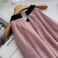 Classic pink and black halter neck dress gentle temperament skirt long skirt for women R0293