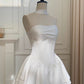 White bandeau smooth satin slim-fitting A-line homecoming dress R2514