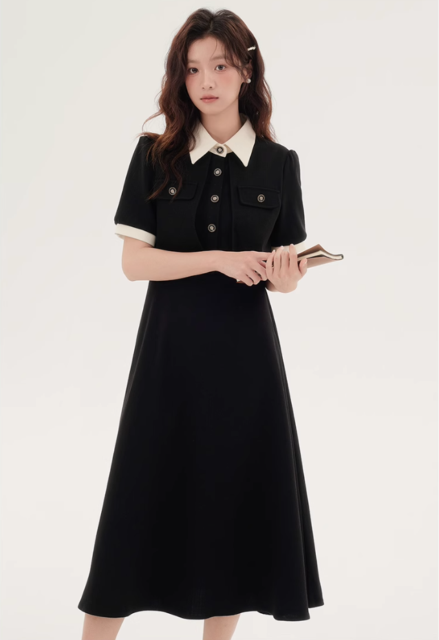 Formal dress shirt dress design niche high-end waist long skirt R2379