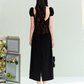French elegant waist square neck splicing dress summer simple midi dress R3330