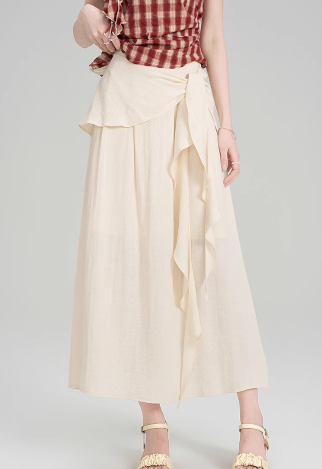 French irregular retro plaid halter neck off-shoulder top with strappy skirt two-piece set R2408