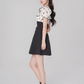 Tea break French dress puff sleeve A-line skirt new style high waist embroidered short skirt R4499