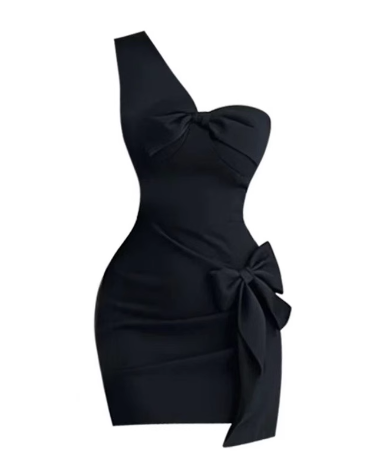 Slightly plump high-end bow tube top dress for women with waist-hugging dress R3136