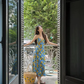 Dress lemon print holiday French backless knee-length suspender dress R2903
