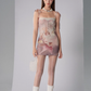 Lace fishbone print dress summer lace patchwork waist bag hip skirt R3334